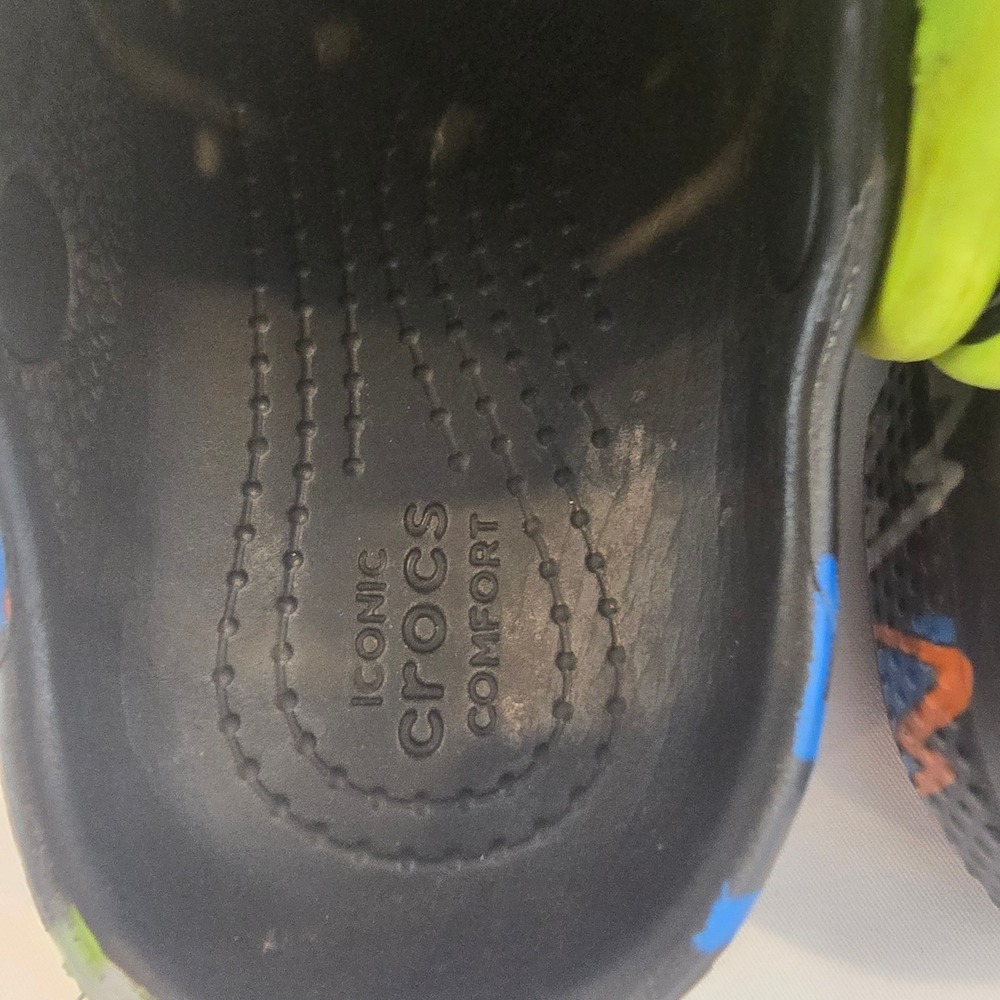 Crocs‎ Kids Classic Clog Lightning Bolt Black Lime Green Size C7 - Picture 6 of 15